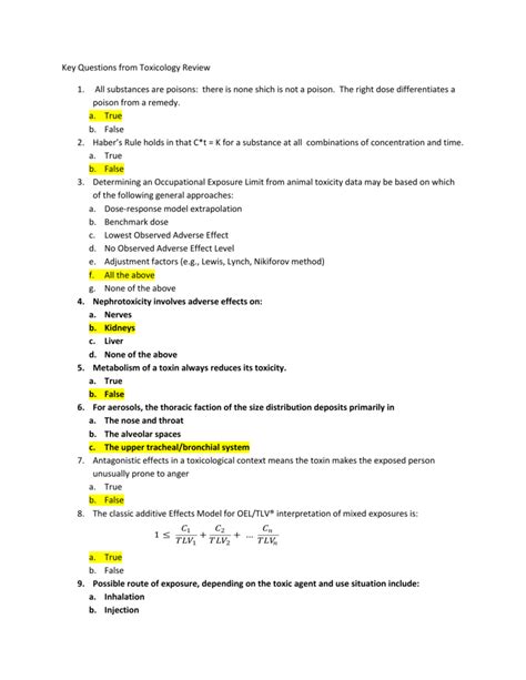 General Toxicology Quiz Questions And Answers Kindle Editon