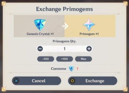 Genesis Crystals to Primogems: An Immersive Exchange Journey