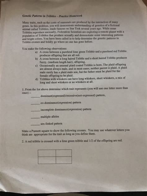 Genetic Patterns In Tribbles Answer Sheet Epub