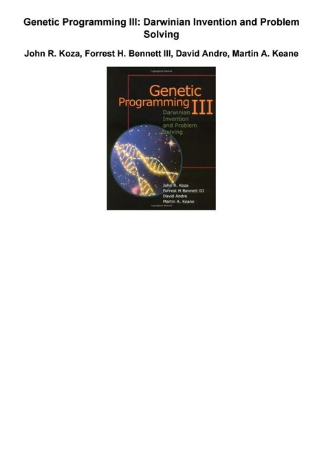 Genetic Programming III: Darwinian Invention and Problem Solving (Vol 3) Ebook Doc