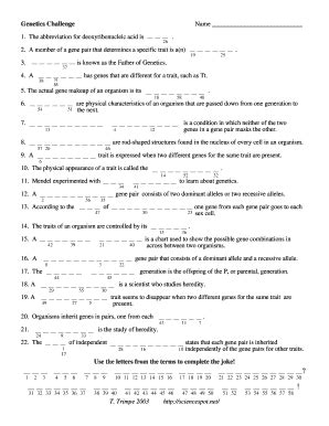 Genetics Challenge Answer Key PDF