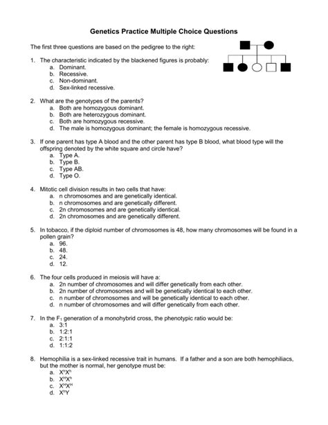 Genetics Multiple Choice Questions With Answers Epub