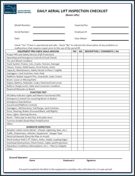 Genie annual inspections form for aerial lifts Ebook Doc