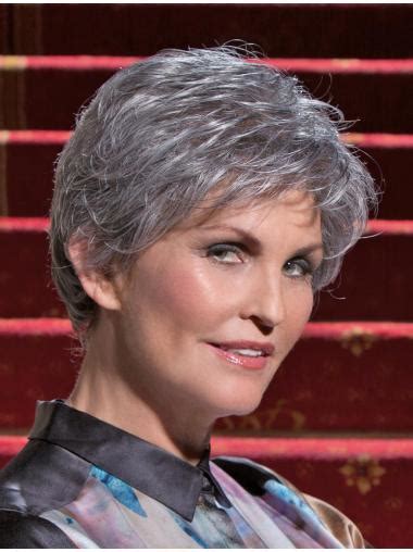 Gentle Wavy Short Synthetic Grey Wigs