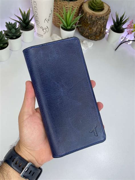 Genuine Leather Corrected Magnetic DARKBLUE Reader