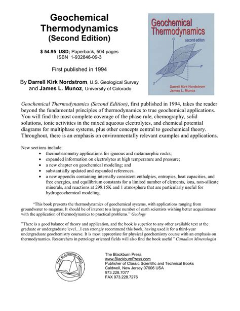 Geochemical Thermodynamics Reader