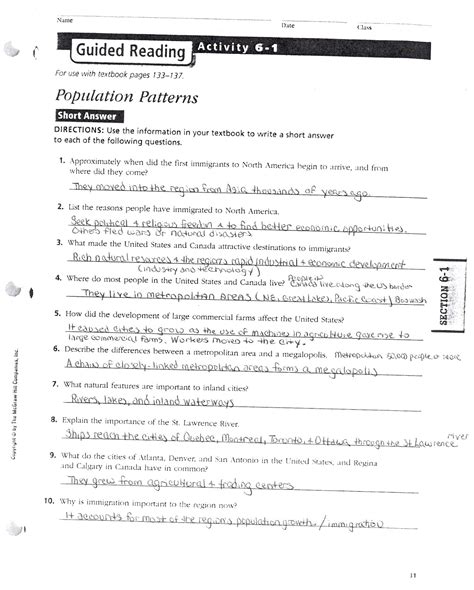 Geography Guided Activity Answer Key PDF