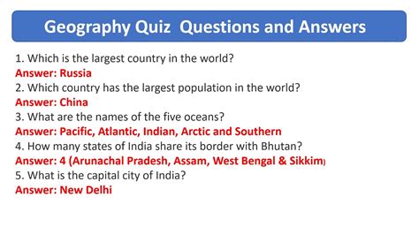 Geography Quiz Question And Answers Kindle Editon