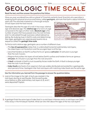 Geologic Time Scale Activity Answer Key Doc