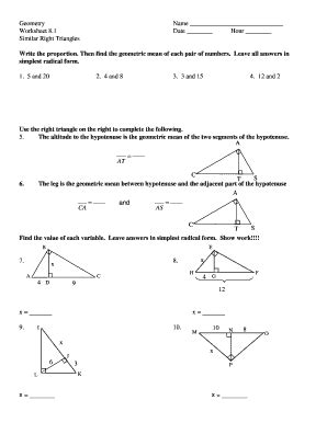 Geometric Mean Answer Key Reader