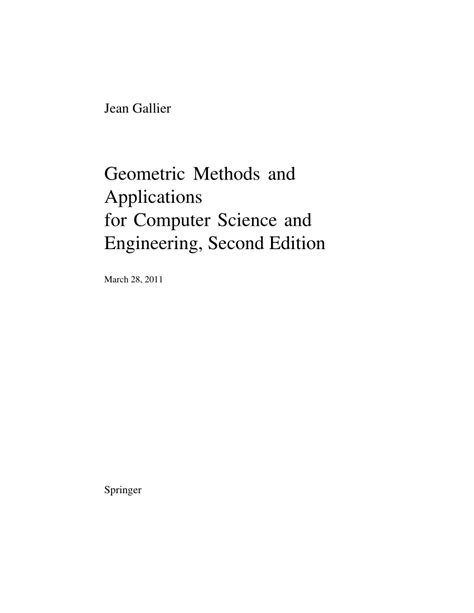 Geometric Methods and Applications For Computer Science and Engineering 2nd Edition Epub