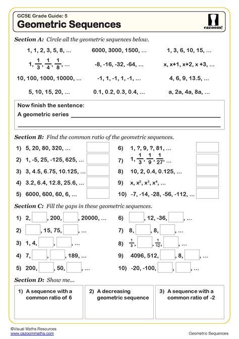 Geometric Sequences Worksheet Answers PDF