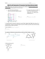 Geometry 2nd Semester Final Exam Review Answers Doc