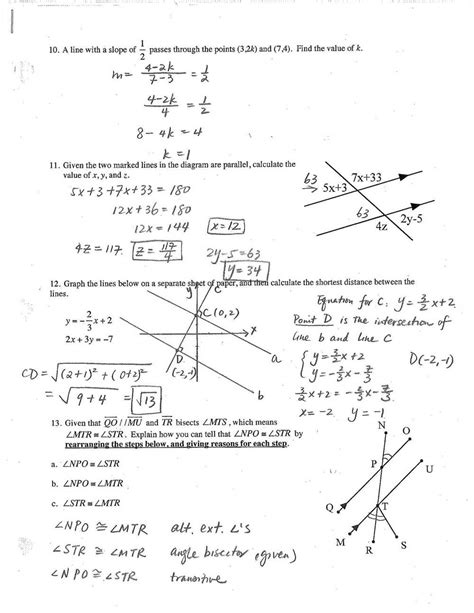 Geometry Answer Key Cumulative Review 14 Doc