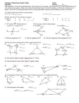 Geometry B Final Exam Review Answers Doc