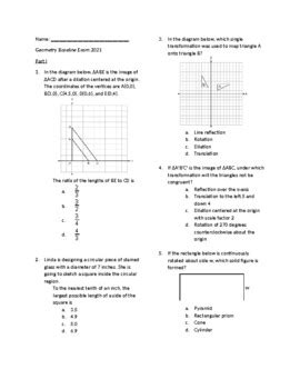 Geometry Baseline Fall 2013 Test Answers Doc