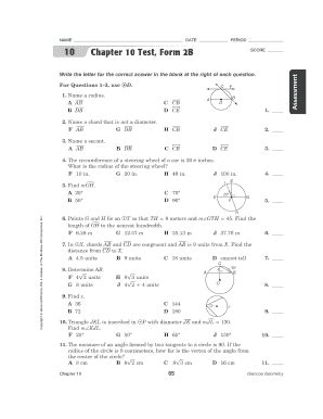 Geometry Chapter 10 Test Form 2c Answers Doc