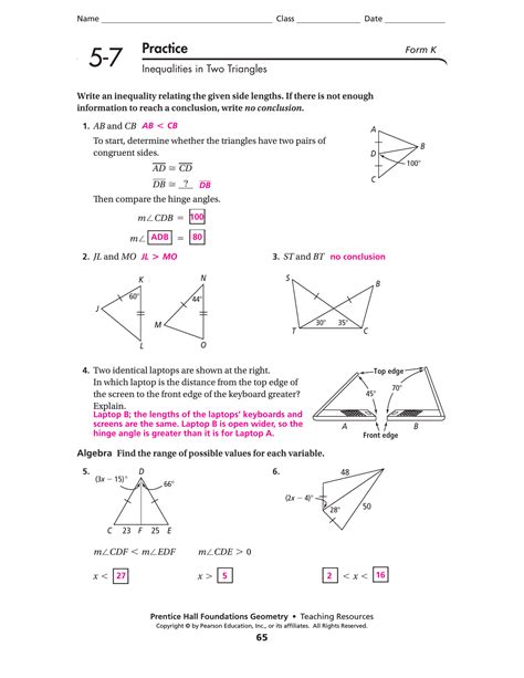 Geometry Chapter 6 Practice Workbook Answers Doc