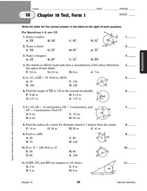 Geometry Chapter10 Test Answer Key Form G PDF