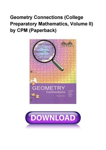 Geometry Connections Volume 2 Cpm Answers Kindle Editon