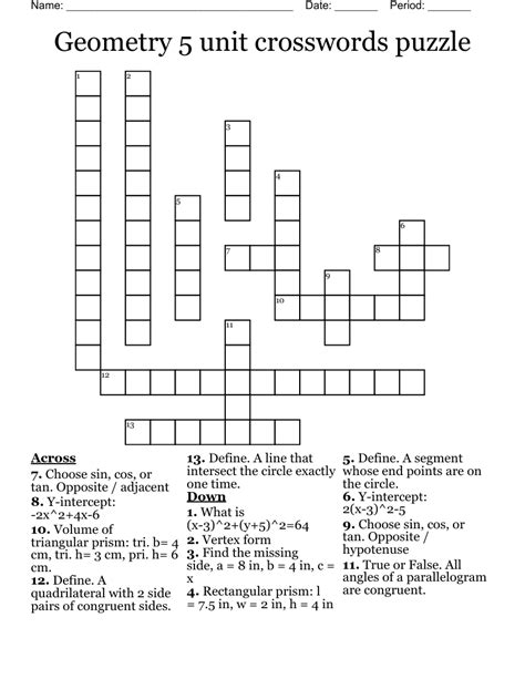 Geometry Crosswords Answer Reader