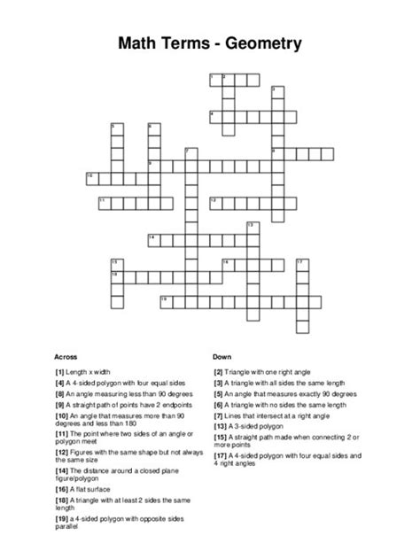 Geometry Crosswords Answers Reader