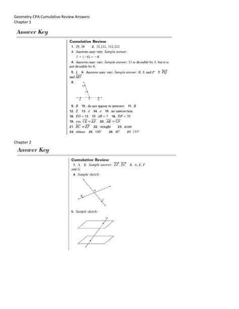 Geometry Cumulative Review Answers Reader