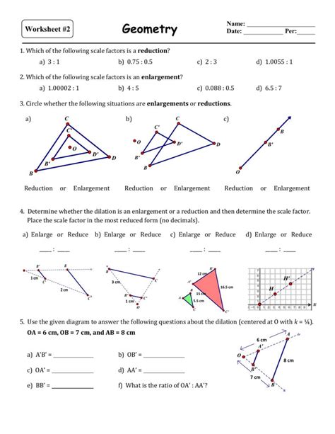 Geometry Dilations And Scale Factors Answer Key Reader