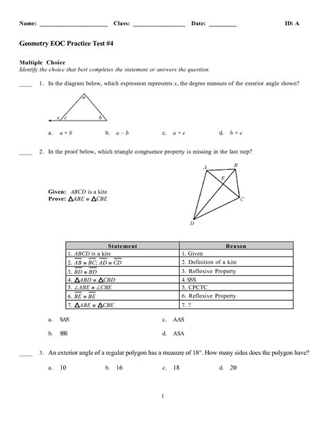 Geometry Eoc Practice Test With Answers PDF