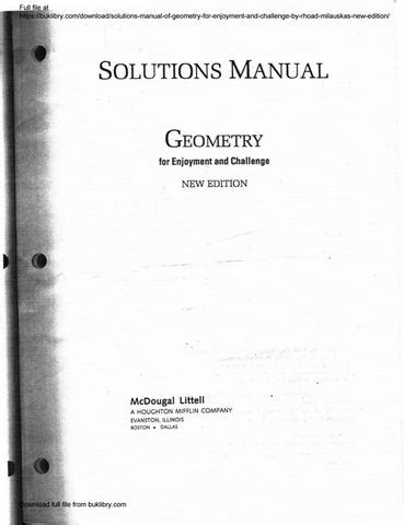 Geometry For Enjoyment Challenge Solutions Manual PDF