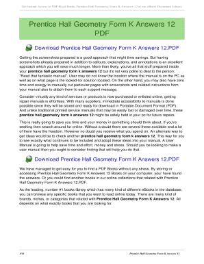 Geometry Form K Answers Reader