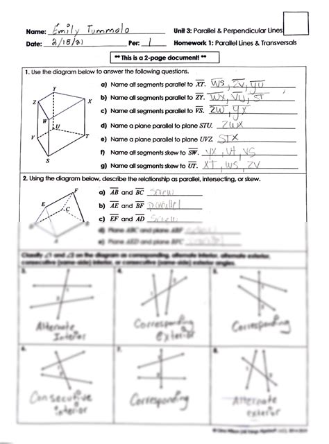 Geometry Lines And Transversals Answer Key Reader