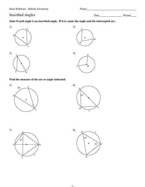 Geometry Practice 11 3 Inscribed Angles Answers PDF