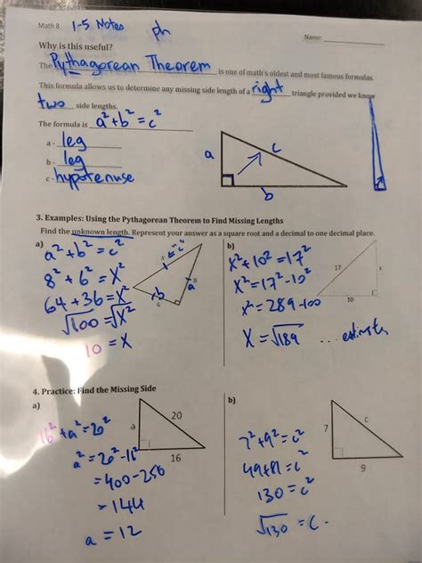 Geometry Practice And Homework Pythagorean Theorem Answers Reader