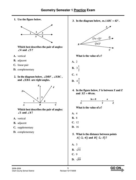 Geometry Practice Test Answer Key Epub