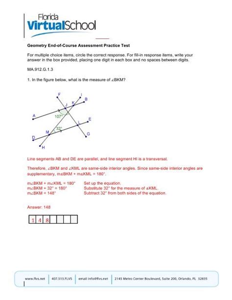 Geometry Practice Test Answers Reader