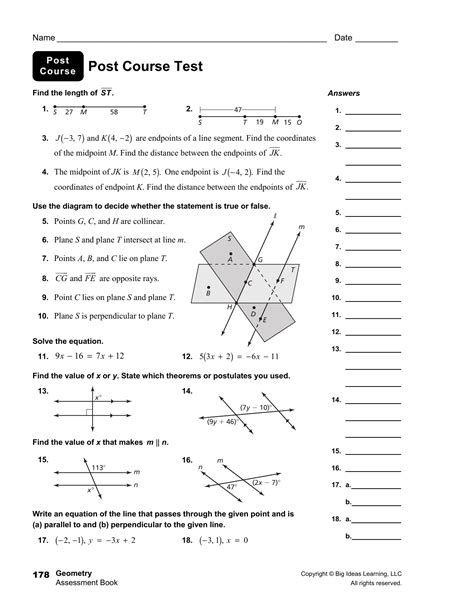 Geometry Pre Post Test Answers Reader