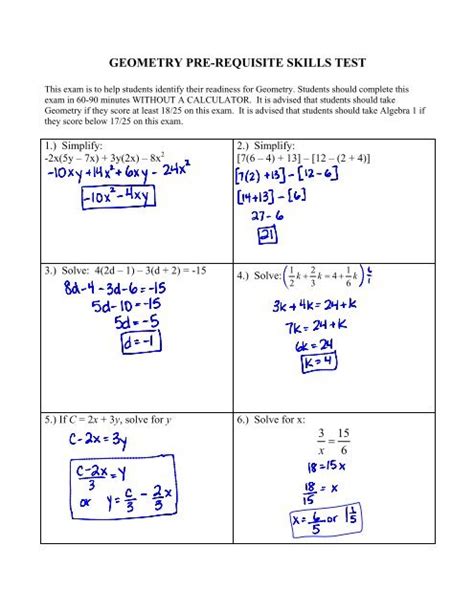 Geometry Pre Post Test Answers Key Kindle Editon