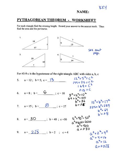 Geometry Pythagorean Theorem Answer Key Epub