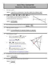 Geometry Semester One Review Answers Reader