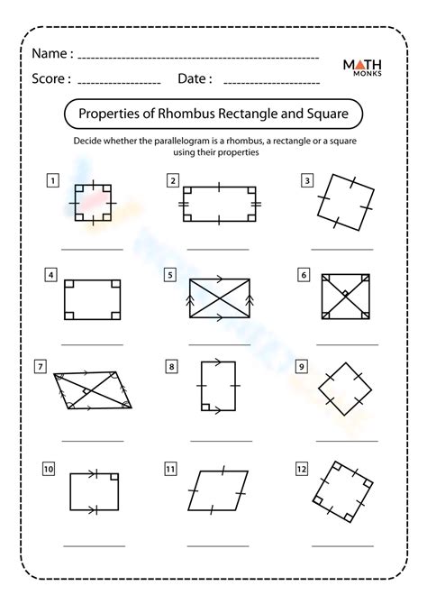 Geometry Skills Practice Squares And Rectangles Answers Doc