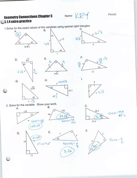 Geometry Special Right Triangles Practice Answers Epub