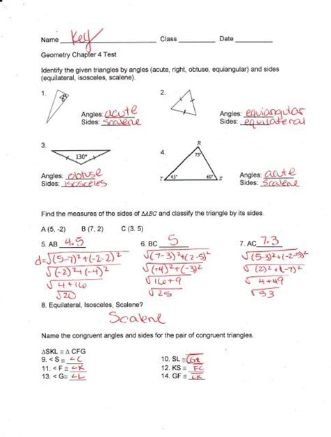 Geometry Test Form B Answer Key Reader