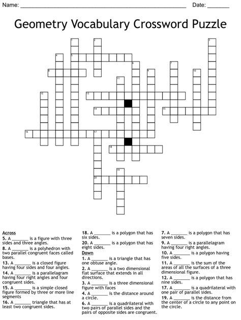 Geometry Vocabulary Crossword Answers Reader