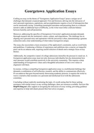 Georgetown Application Essay Prompts: Crafting a Compelling Narrative