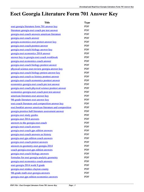 Georgia Eoct Coach Us History Posttest Answer PDF