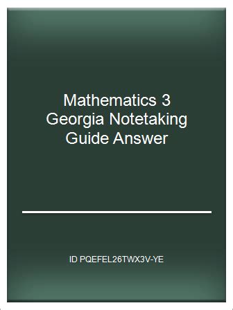 Georgia Notetaking Guide Mathematics 1 Answer Key Kindle Editon