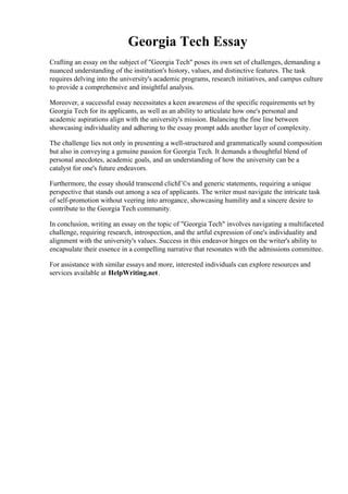 Georgia Tech Essays: A Comprehensive Guide to Crafting Exceptional Applications