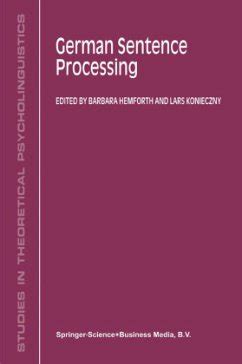 German Sentence Processing 1st Edition Epub
