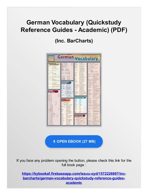 German Vocabulary (Quickstudy Reference Guides - Academic) [Pamphlet] Ebook PDF